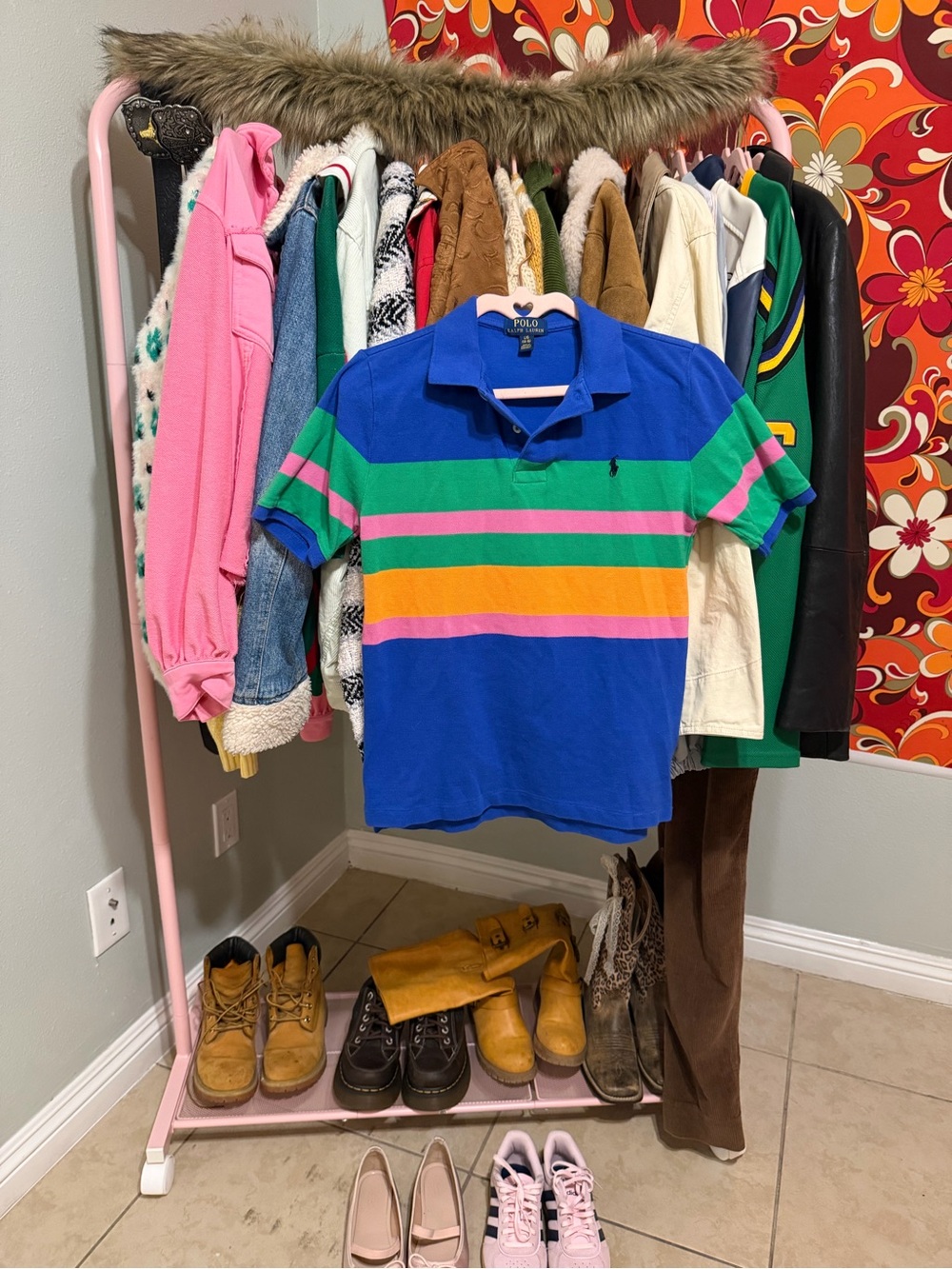 Polo by Ralph Lauren Bright Blue Polo with Multicolor Stripes